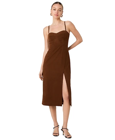 French Connection Women's Sonja Sweetheart Neck Sleeveless Midi Dress