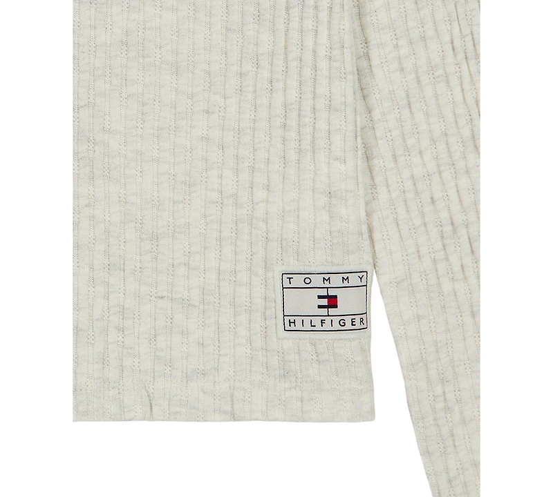 Tommy Hilfiger Girls' 7-16 Pointelle Rib Long-Sleeve Top
