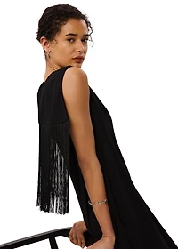 Whistles Women's Back Fringe Detail Midi Dress