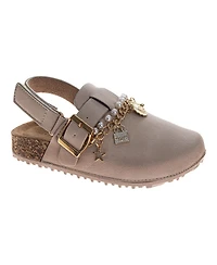 Laura Ashley Big Girls Slingback Clogs - (7-12) Charm Fashion Shoes with Adjustable Buckle Strap (Toddler/LIttle Kid)