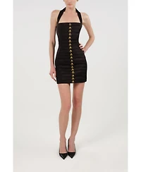 Nocturne Women's Pleated Detail Embellished Mini Dress