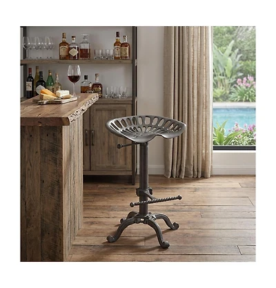 HomeRoots 23" Iron Backless Adjustable Height Bar Chair