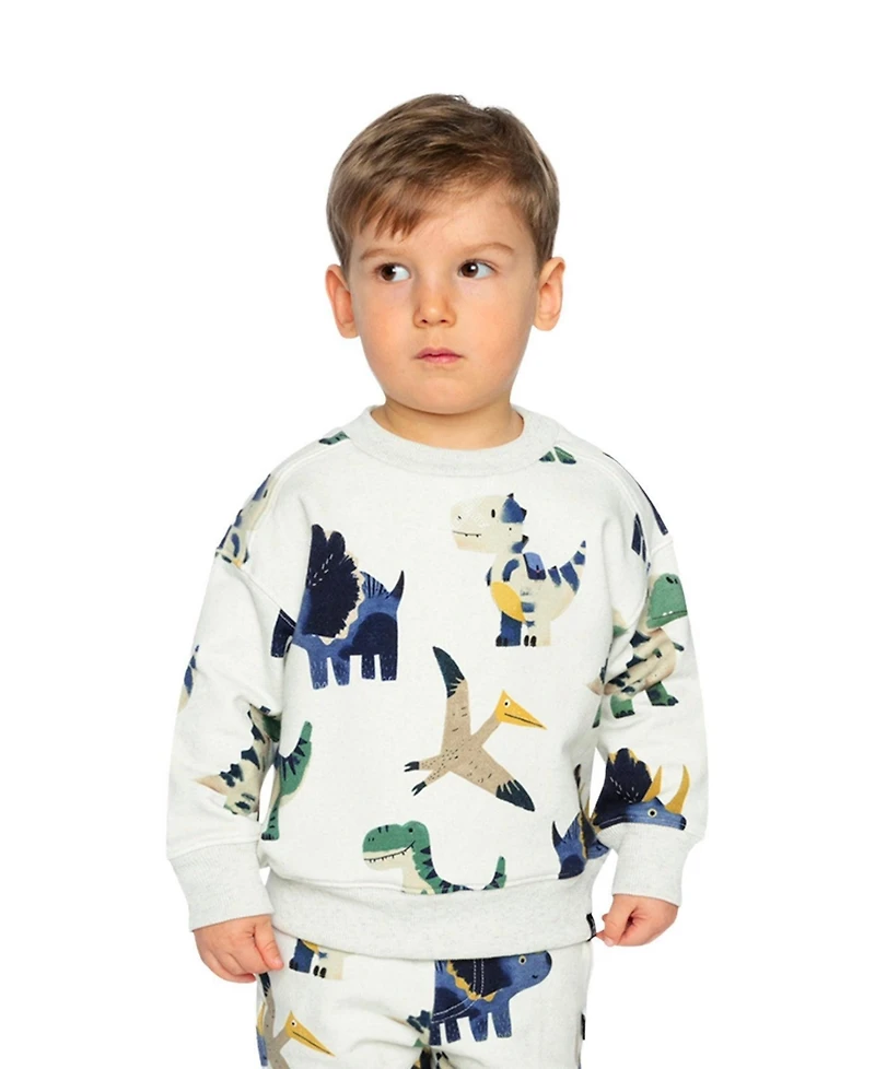 Deux par Deux Little Boys (6-8) Fleece Sweatshirt Dinosaur Print