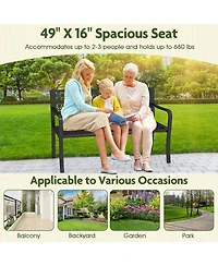 Slickblue Metal Garden Bench with Patterned Back Design for 2-3 Person Seating