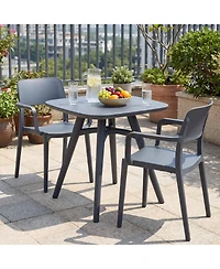 Gymax Square Outdoor Dining Table All-Weather Plastic Patio Bistro Table for 4