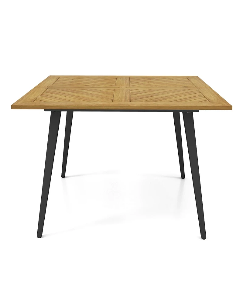 Gymax 42.5'' Outdoor Dining Table with 1.9'' Umbrella Hole Adjustable Foot Pads