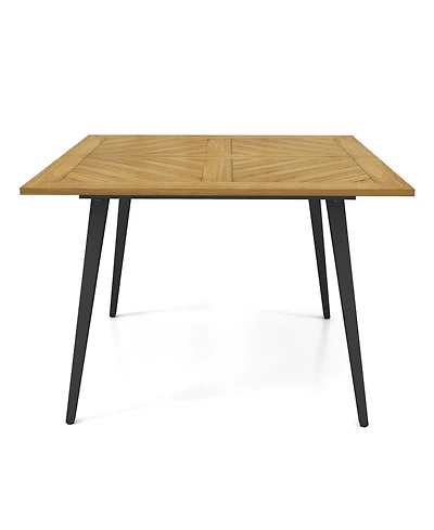 Gymax 42.5'' Outdoor Dining Table with 1.9'' Umbrella Hole Adjustable Foot Pads