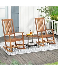 Gymax Rocking Chair High-Back Outdoor Rocker with Smooth Rocking Base for Backyard