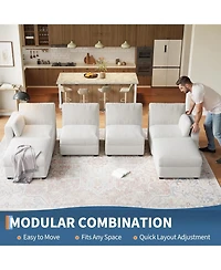 gaomon 135.5" Modular Sectional Sofa, 6 Seater Sectional Couch, U Shaped Sofa with Ottoman