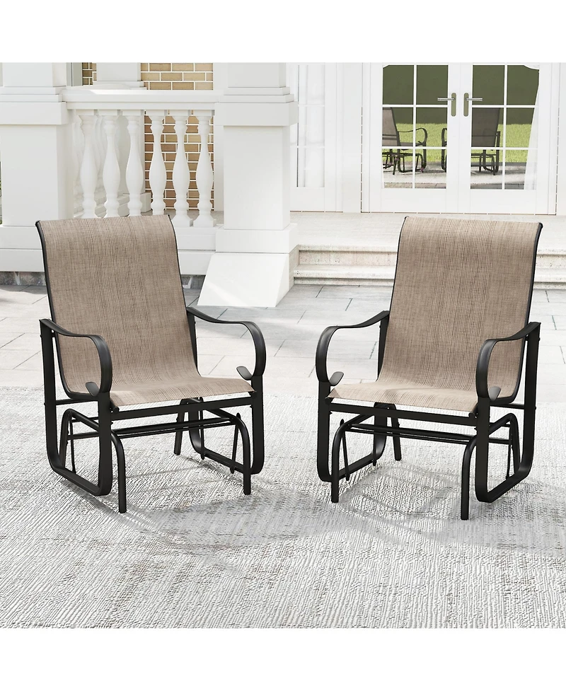 Slickblue Patio Glider Chair Set of 2 with Metal Frame and High Back Support-Mix
