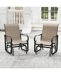 Slickblue Patio Glider Chair Set of 2 with Metal Frame and High Back Support-Mix