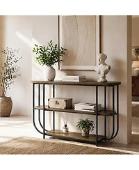 Tribesigns 63" Entryway Table, 3-Tier Narrow Console Table with Curved Metal Frame, Modern Vintage Sofa Foyer Furniture