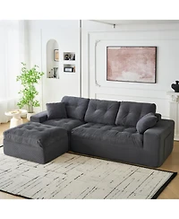gaomon 104 inch L Shaped Corduroy Sectional Sofa No Assembly