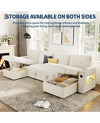 gaomon Modular Sofa with Storage, 107" Sleeper Sofa Bed Sectional Cloud Couch