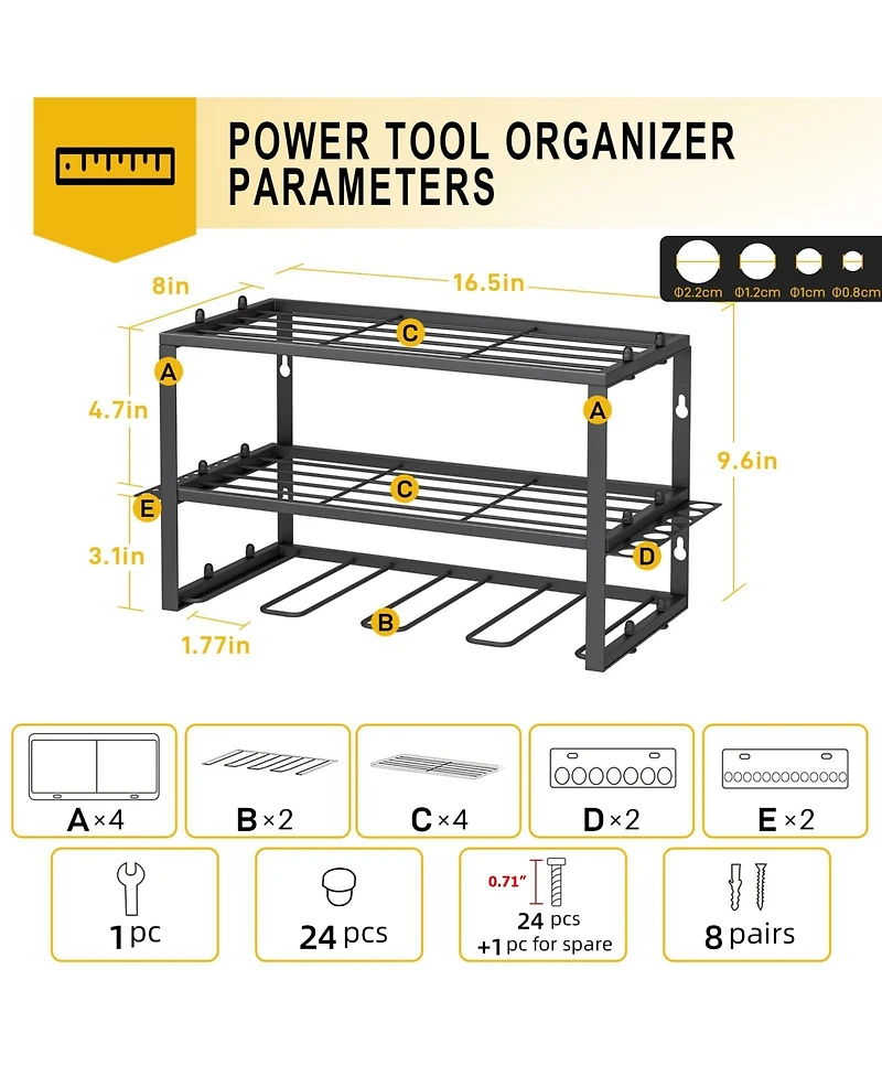 Xdovet Power Tool Organizer Drill Holder Wall Mounted Rack
