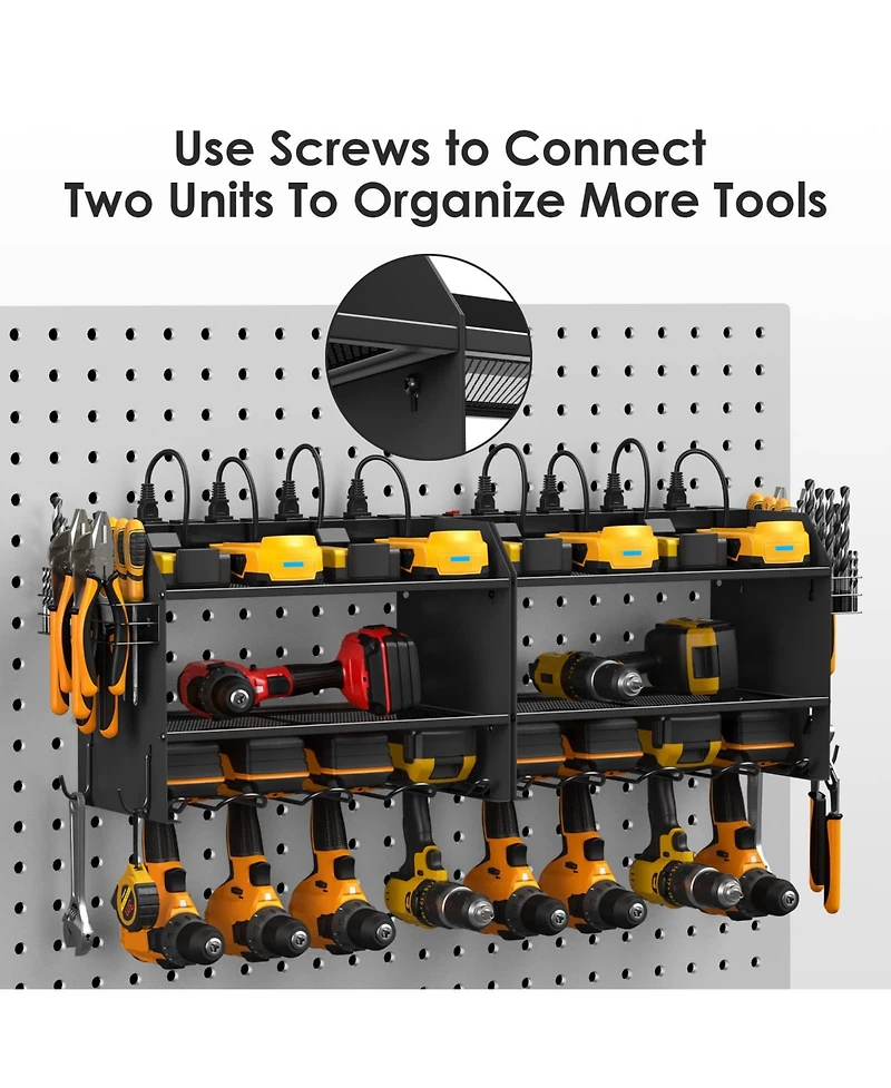 Xdovet Power Tool Organizer Wall Mount Charging Station 8 Outlet Rack Holder