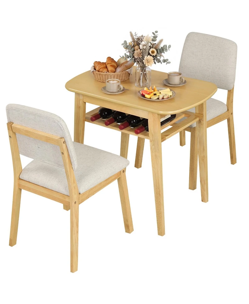 Slickblue 3 Piece Kitchen Dining Table Set with Upholstered Chairs for 2 Person