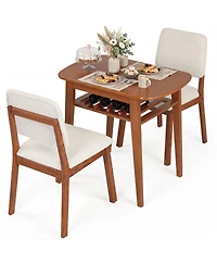 Slickblue 3 Piece Kitchen Dining Table Set with Upholstered Chairs for 2 Person