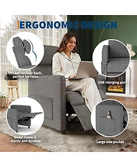 homfan Power Recliner Chair with Massage and Heat, Electric Adjustable Pu Leather, Usb Port Side Pockets, Living Room