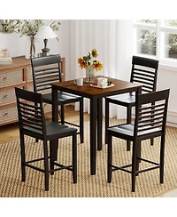 Slickblue 5-Piece Counter Height Kitchen Table Set with Footrest and Wood Frame