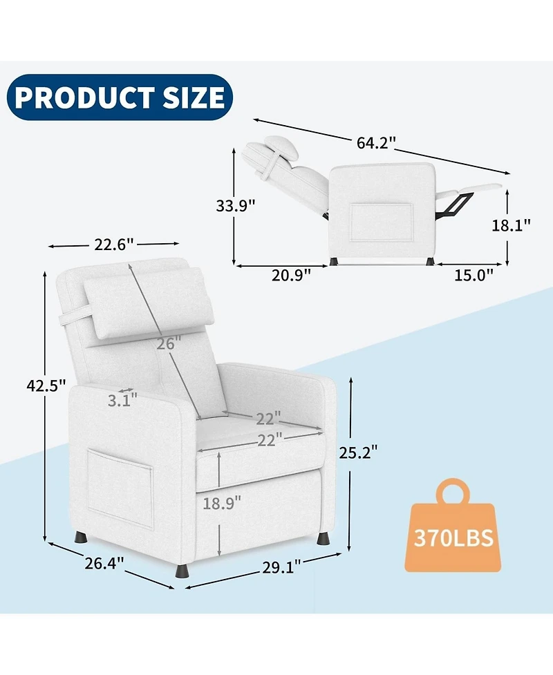 homfan Power Recliner Chair with Massage and Heat, Electric Adjustable Recliner with Pu Leather, Usb Port and Side Pockets, Living Room