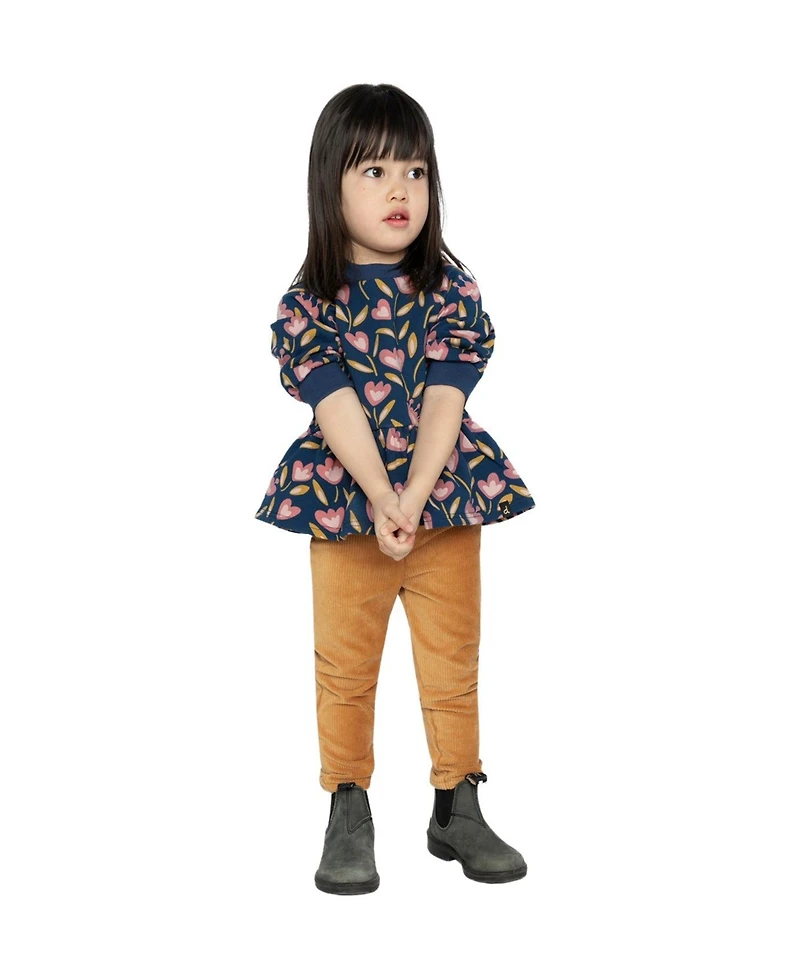 Deux par Baby Girl French Terry Top Blue Tulip Print