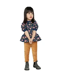 Deux par Baby Girl French Terry Top Blue Tulip Print