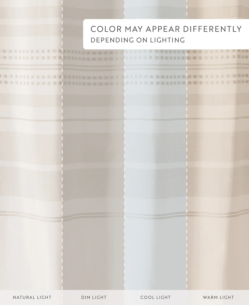 ienjoy Home Cotton Blend Striped Shower Curtains, 72" x