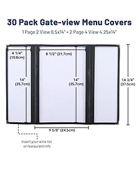 Yescom 30 Pcs Restaurant Menu Covers Gate-view Fold 1 Page 2 View 8.5x14" and 2 Page 4 View 4.25x14" Wine List Bar Cafe
