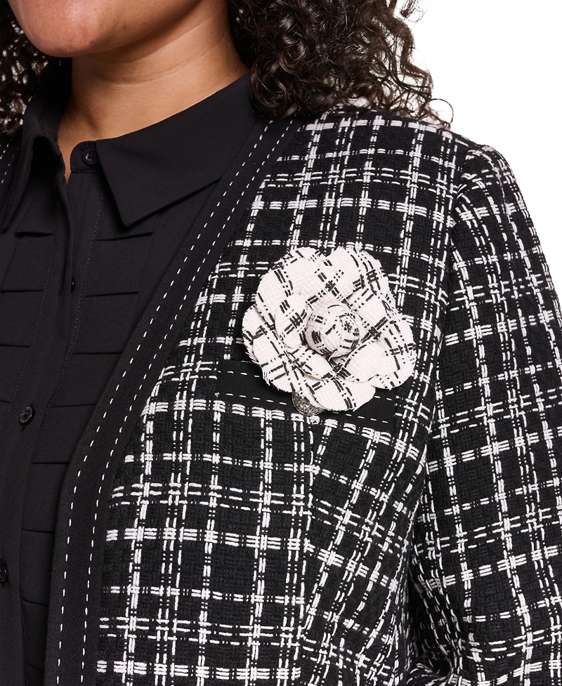 Karl Lagerfeld Paris Plus Open-Front Woven Jacket
