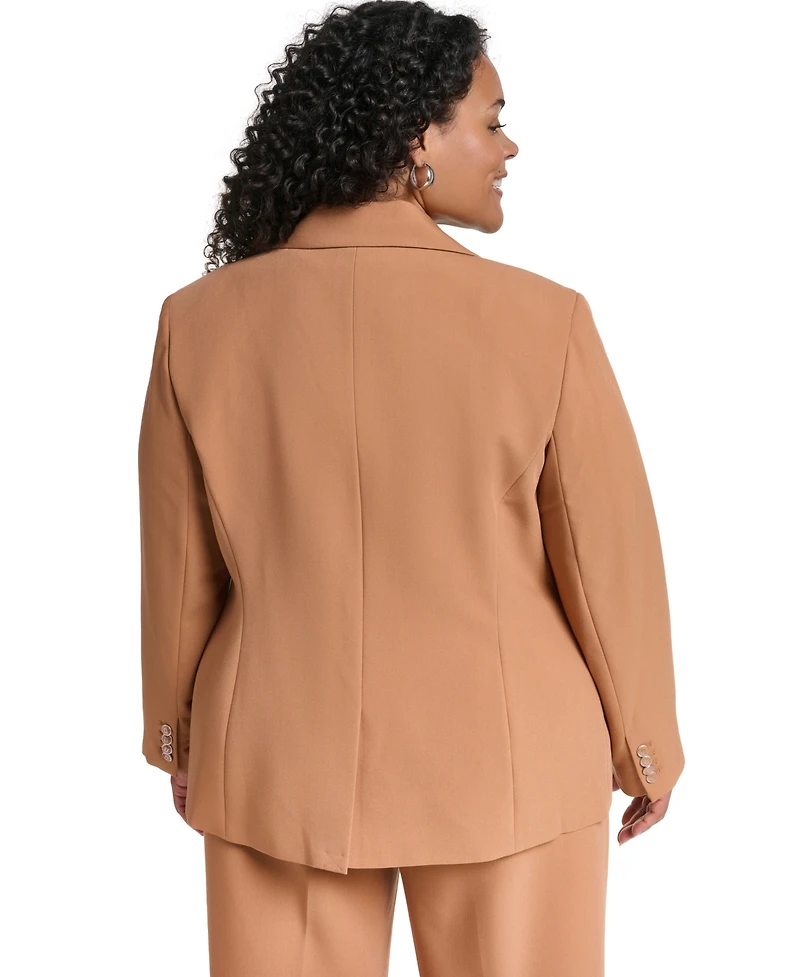Karl Lagerfeld Paris Plus Size One-Button Woven Blazer