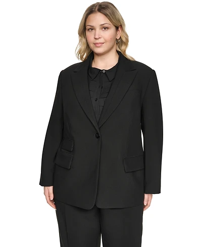 Karl Lagerfeld Paris Plus One-Button Notch Lapel Blazer