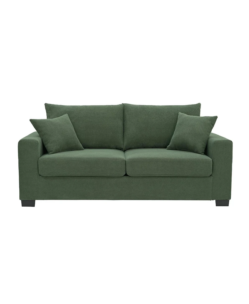 Rainsken Loveseat Sofa, with 2 Throw Pillows, Comfortable Upholstered Couch, Textured Fabric, for Living Room, Apartment, Office, Easy Assembly