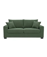 Rainsken Loveseat Sofa, with 2 Throw Pillows, Comfortable Upholstered Couch, Textured Fabric, for Living Room, Apartment, Office, Easy Assembly