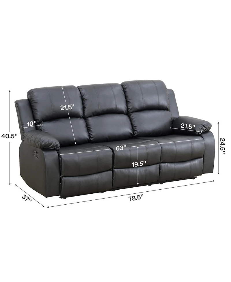 Tribesigns 182" Recliner Sofa Set, 6-Seater Leather Sectional Sofa with Storage Console, Cup Holders, Pillow Top Arms