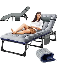 Mooncool Sleeping Cots Folding Chaise Lounge Chairs 5-Position Outdoor for Beach Lawn Camping Pool