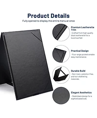 Yescom 5"x7" Table Tent Menu Holders 2 Side A Frame Pu leather Drink Dessert for Restaurant Bar 5 Pack