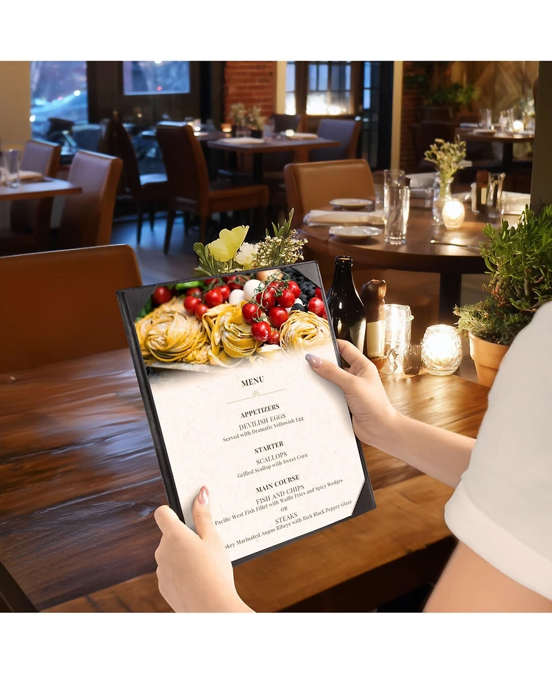 Yescom 20 Pack 8.5"x11" Pu Leather Restaurant Menu Covers Single Page with Angled Corners for Wine List Bar