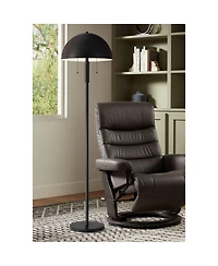 360 Lighting Rhys Mid Century Modern 62" Tall Standing Floor Lamp Skinny Pole Pull Chain Metal Bedroom Mushroom Dome Shade