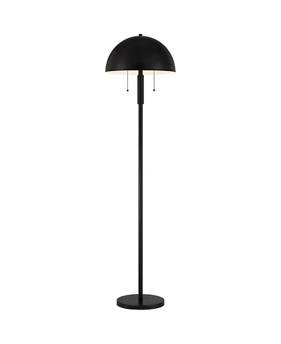 360 Lighting Rhys Mid Century Modern 62" Tall Standing Floor Lamp Skinny Pole Pull Chain Metal Bedroom Mushroom Dome Shade