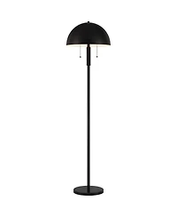 360 Lighting Rhys Mid Century Modern 62" Tall Standing Floor Lamp Skinny Pole Pull Chain Metal Bedroom Mushroom Dome Shade