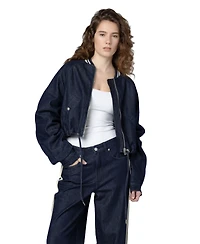 Blank Nyc Women's Play Time Collarless Denim Bomber Jacket