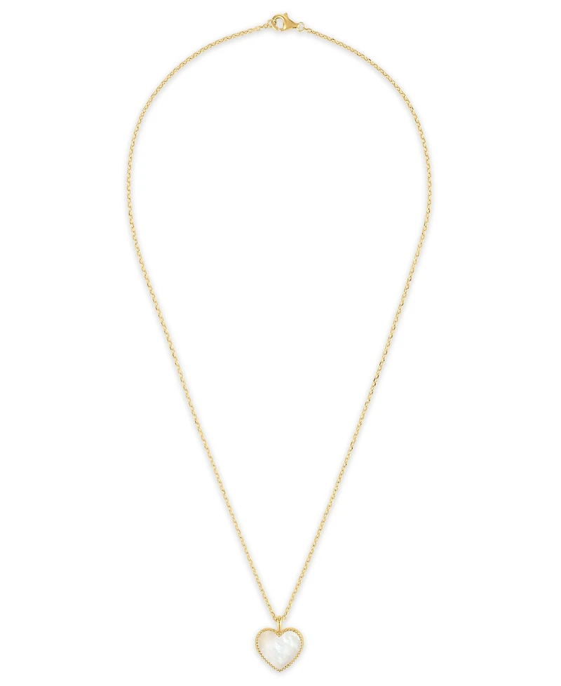 Macy's Imitation Pearl Heart Pendant Necklace in 14k Gold Over Sterling Silver