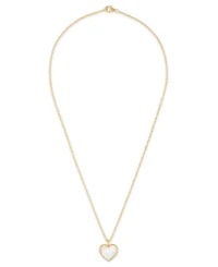Macy's Imitation Pearl Heart Pendant Necklace in 14k Gold Over Sterling Silver