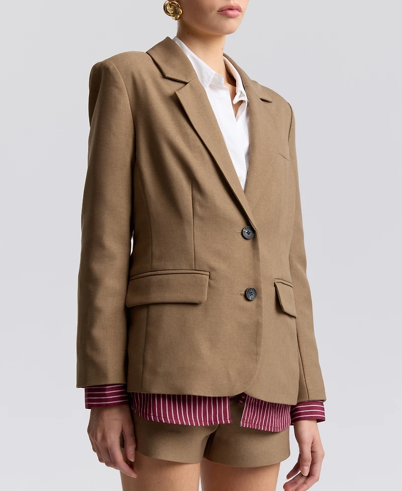 Avec Les Filles Women's Relaxed Notch Lapel Collar Blazer & Shirt