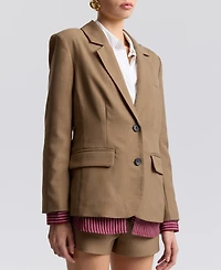 Avec Les Filles Women's Relaxed Notch Lapel Collar Blazer & Shirt