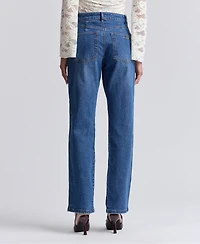 Avec Les Filles Women's High-Rise Side Shank Straight-Leg Jeans