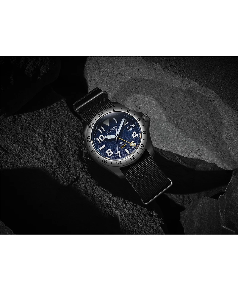 Citizen Men's Promaster Land Tough Gmt Navy Nylon Strap Watch, 39.5mm