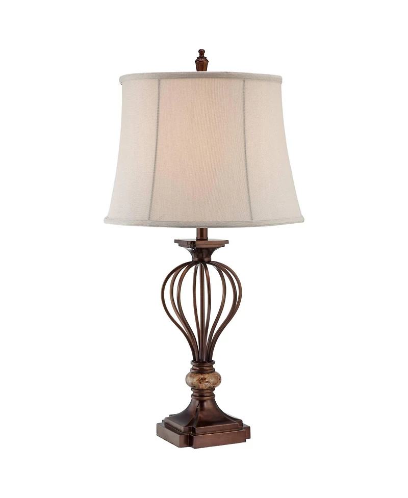 Kathy Ireland Villa Roma Traditional Table Lamp 29 1/2" Tall Dark Bronze Drum Shade for Bedroom Living Room Bedside Nightstand Office Kids