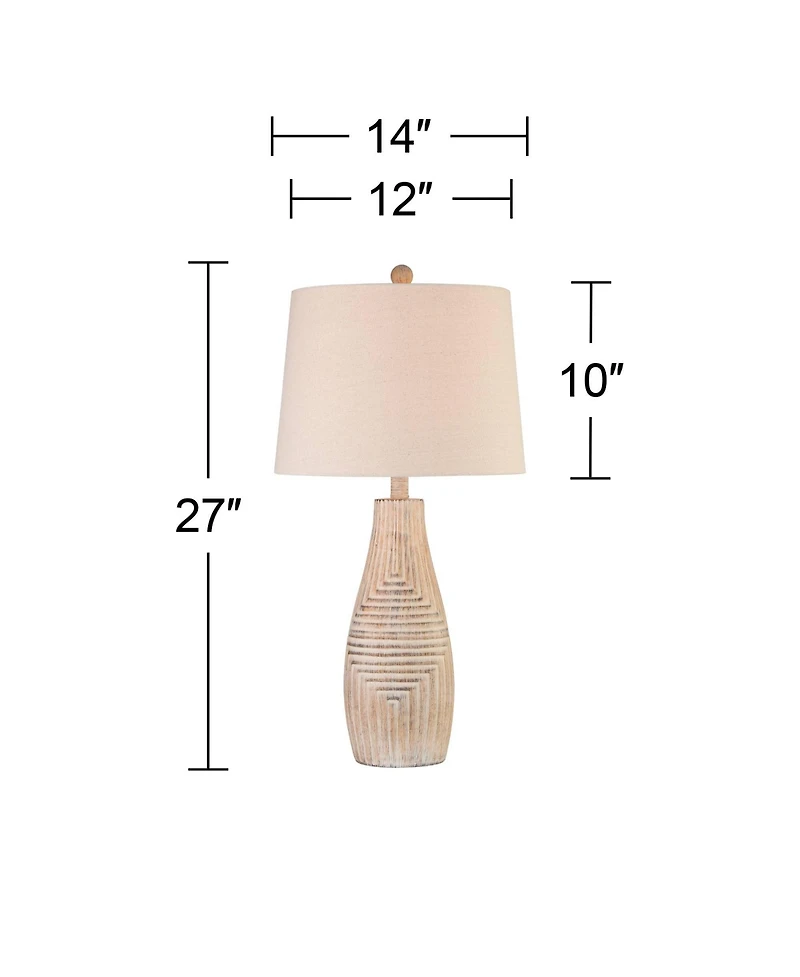 John Timberland Chico 27" Tall Modern Southwest Rustic Table Lamps Set of 2 Light Wood Finish Living Room Oatmeal Shade